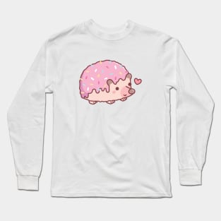 Cute Hedgehog With Pink Frosting And Sprinkles Funny Long Sleeve T-Shirt